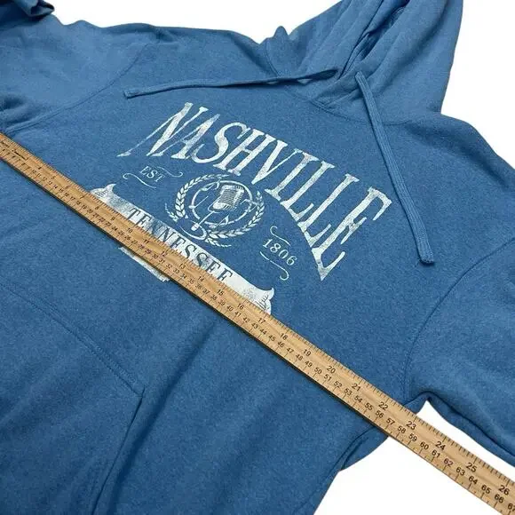 Nashville Tennessee Pullover Hoodie Sz L Point Sportswear Blue Music City 1806 - Picture 6 of 8